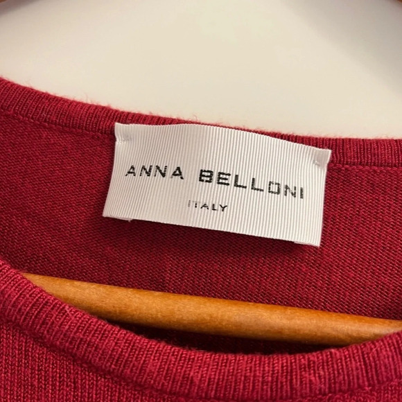 Anna Belloni Made in Italy Red with Black Appliqué Sweater Sz M - Picture 4 of 5